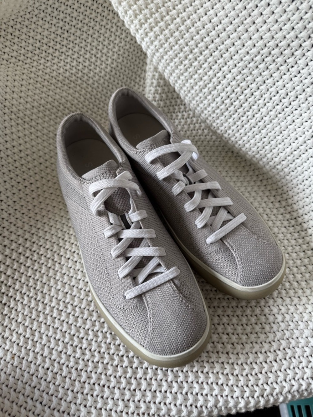 Rothy's Lace-Up Knit Sneakers in Light Grey